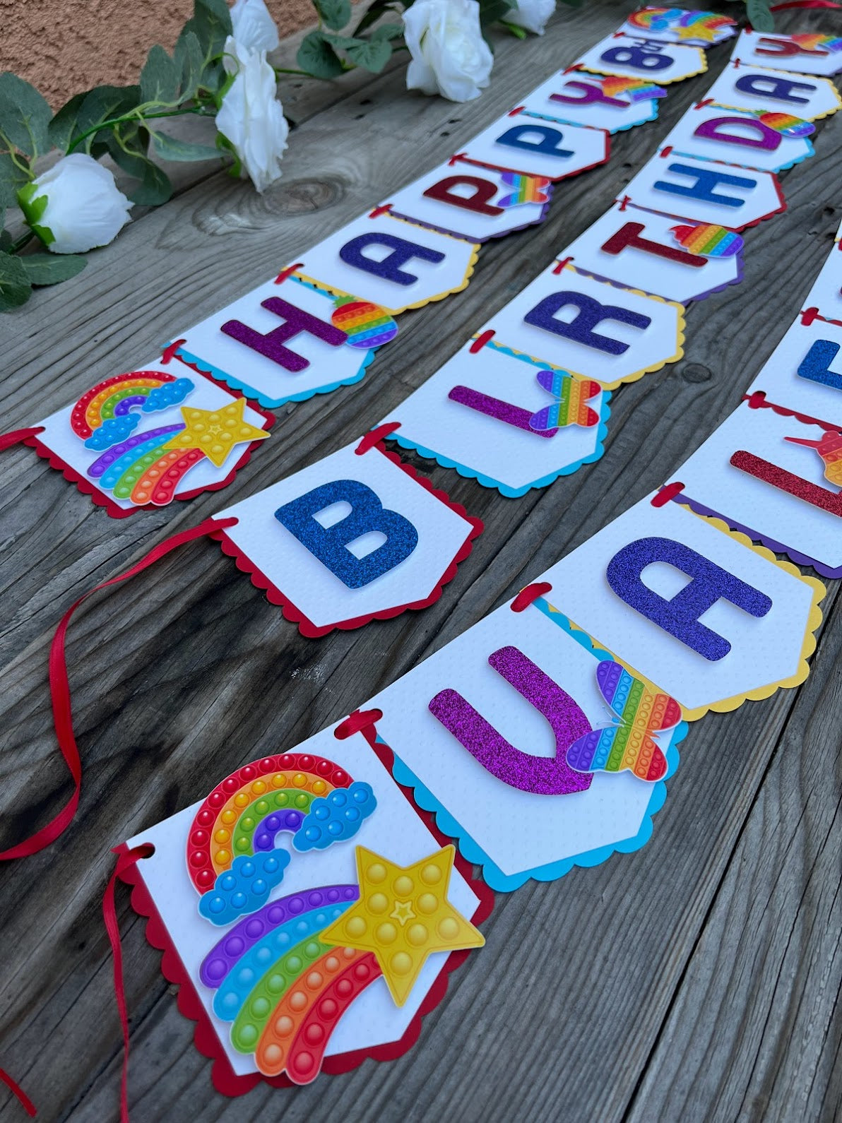 POP IT Happy Birthday Banner - bright colors