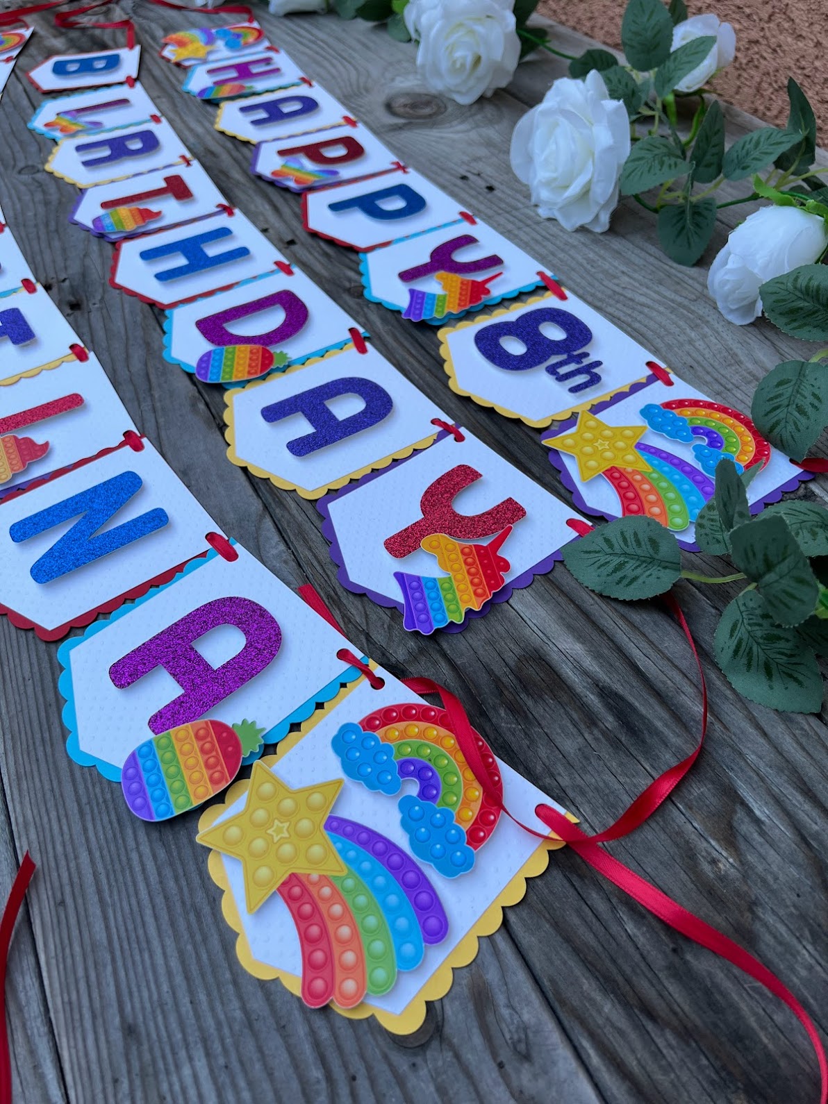 POP IT Happy Birthday Banner - bright colors