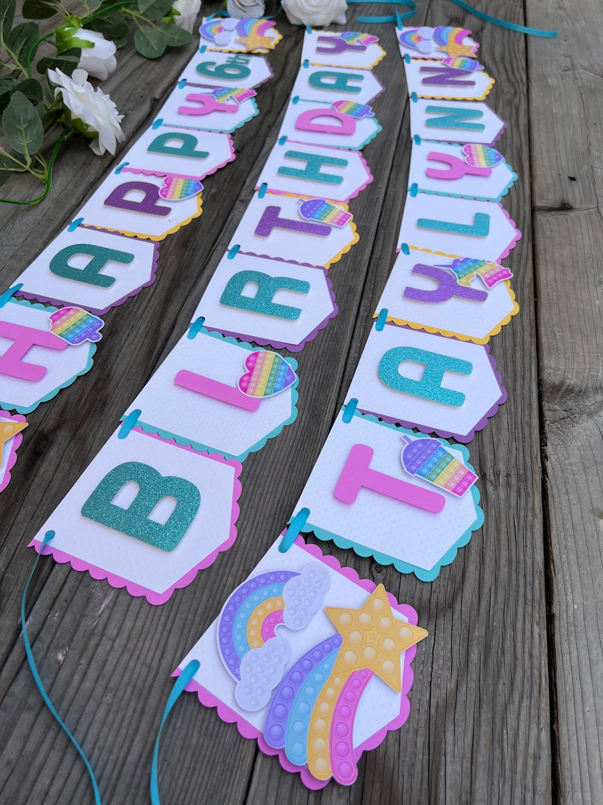 POP IT Happy Birthday Banner - Pastel colors