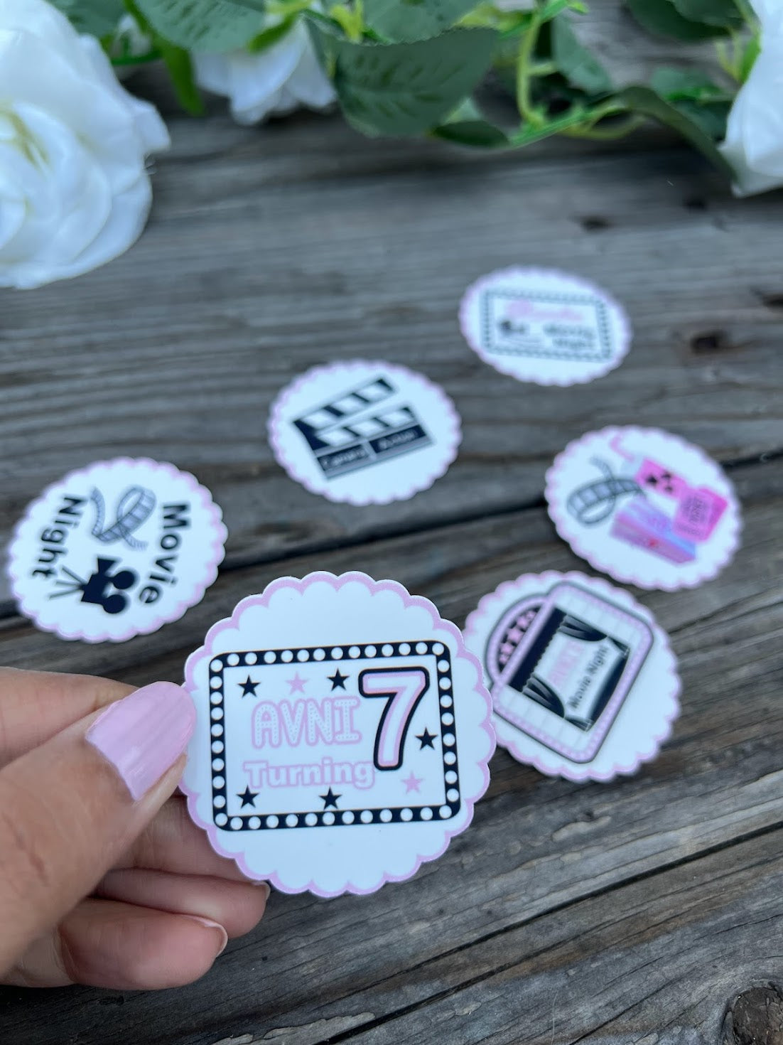 Movie night drink stickers, Movie night Birthday Decorations