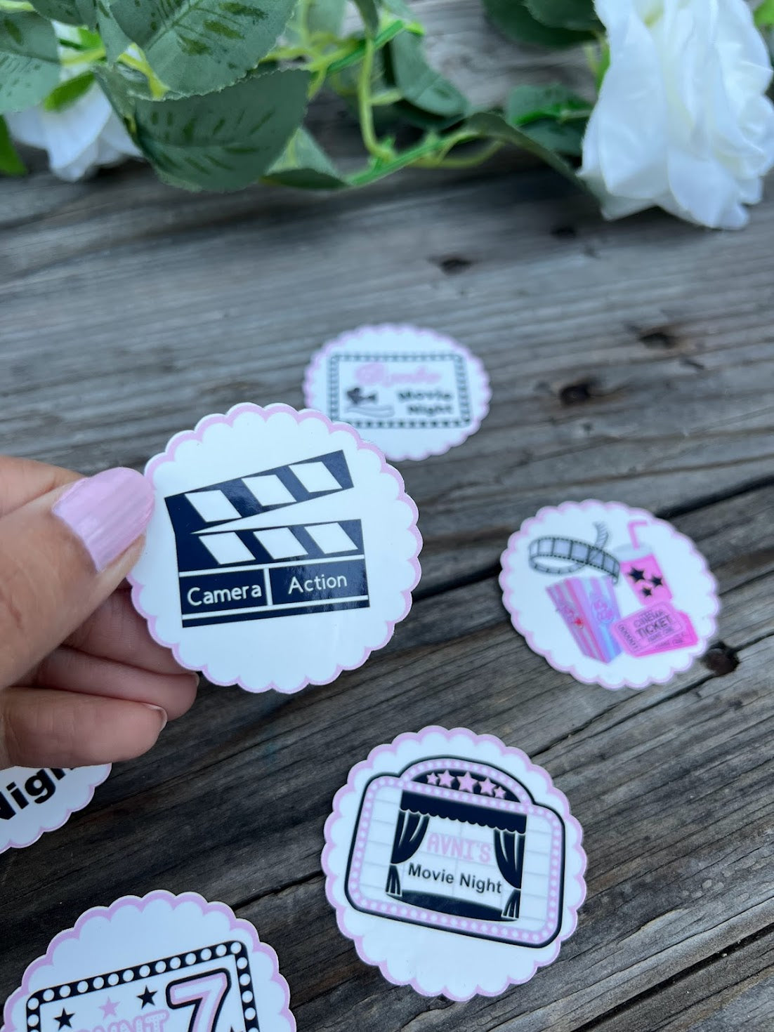 Movie night drink stickers, Movie night Birthday Decorations