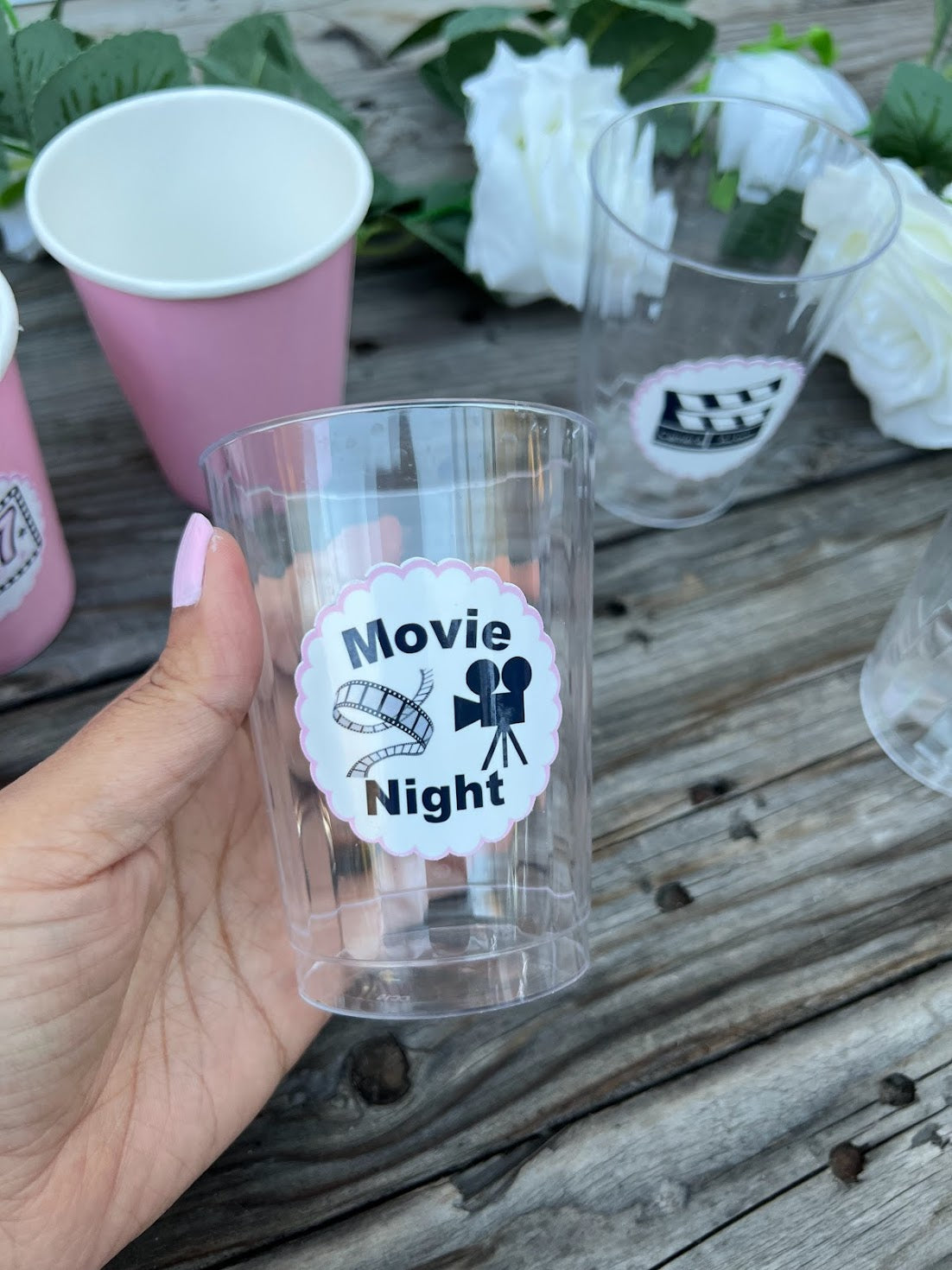 Movie night drink stickers, Movie night Birthday Decorations