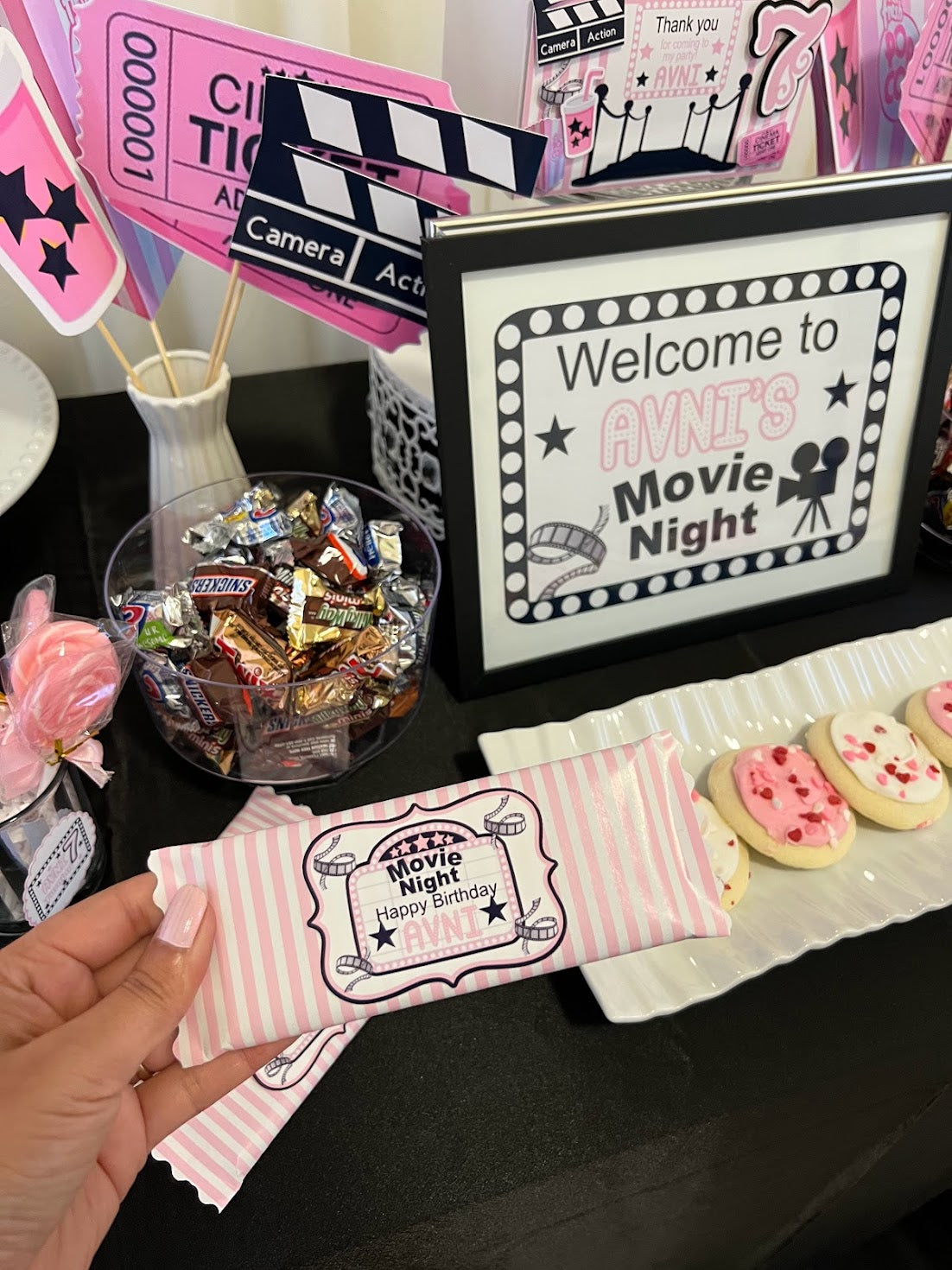 Movie night theme covered chocolate favor