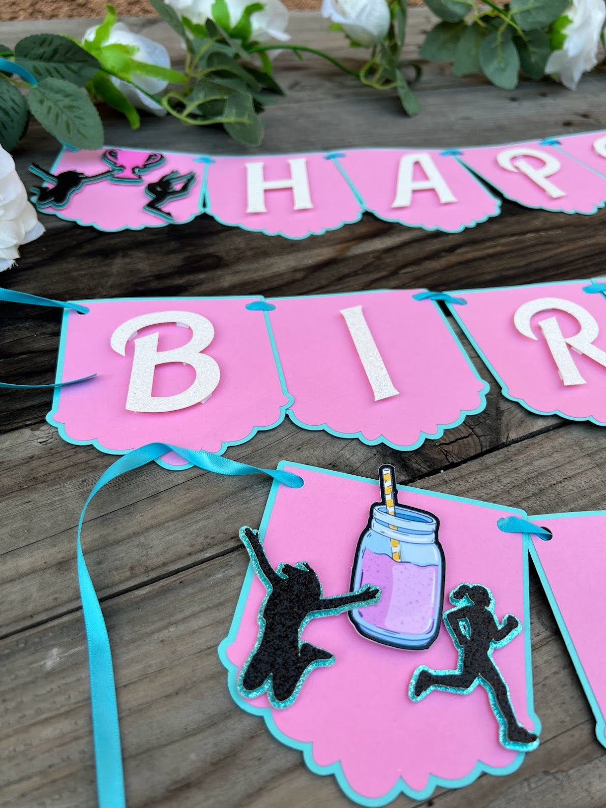 Jogging, running birthday banner