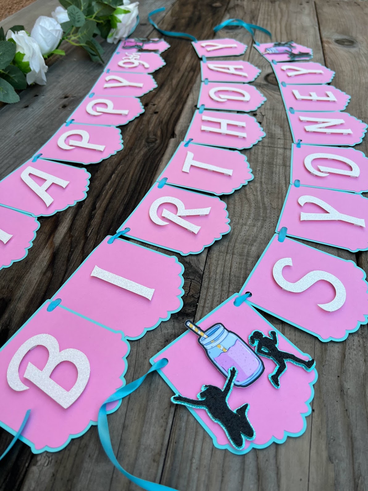 Jogging, running birthday banner