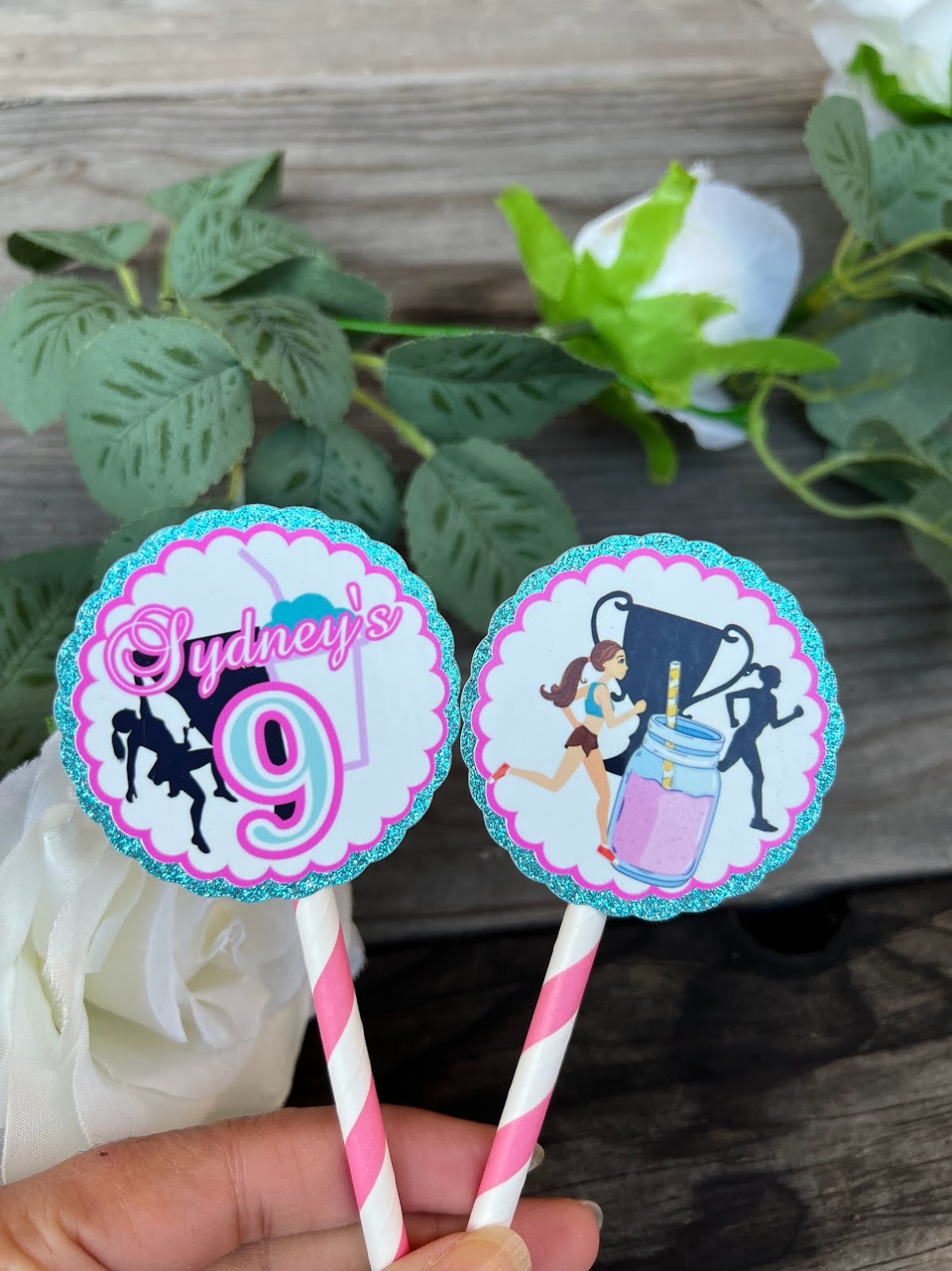 Jogging, running theme cupcake toppers