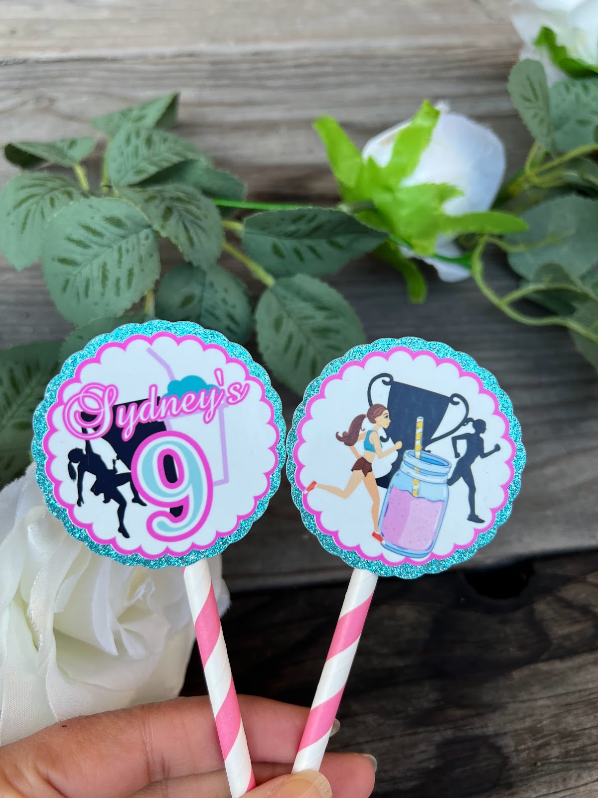 Jogging, running theme cupcake toppers