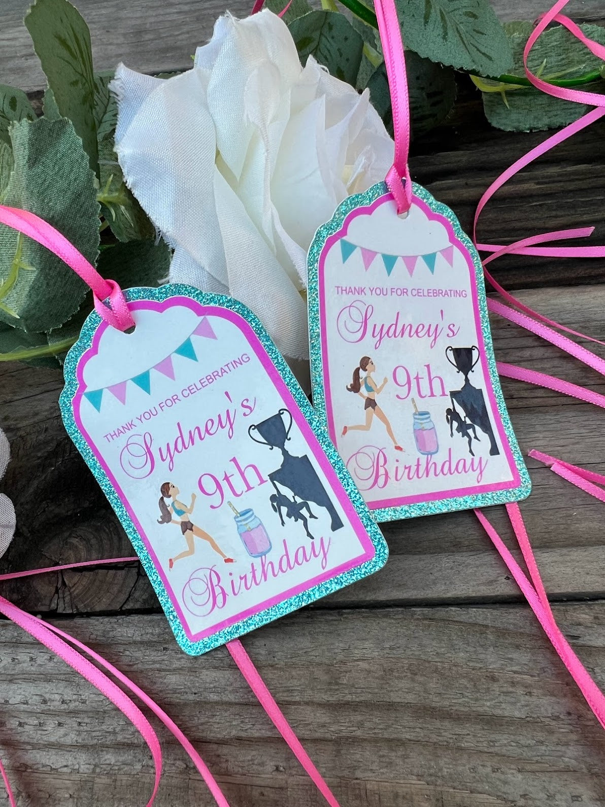 Jogging, running theme personalized gift tags