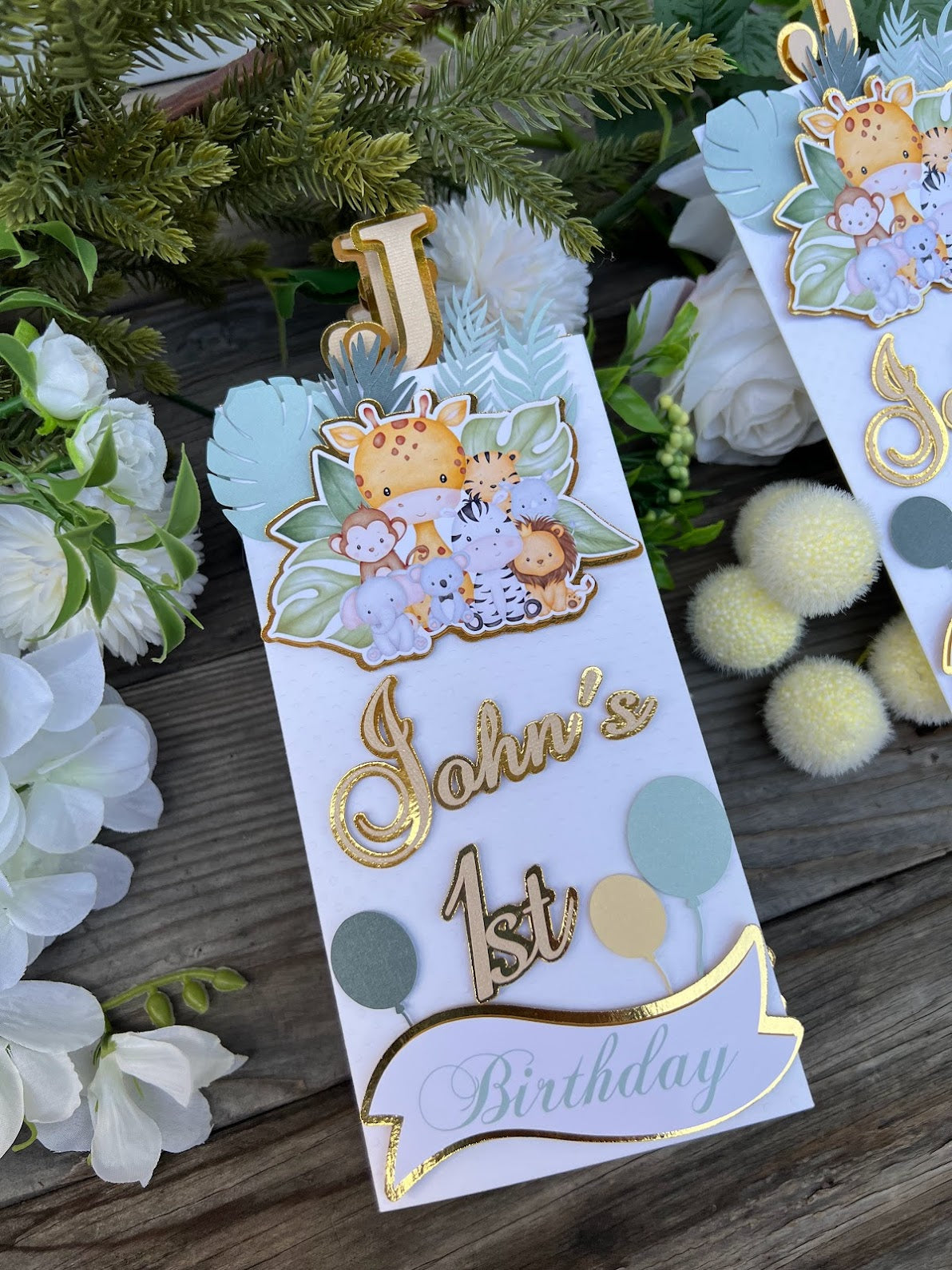 POP OUT 3D pastel Safari theme invitations