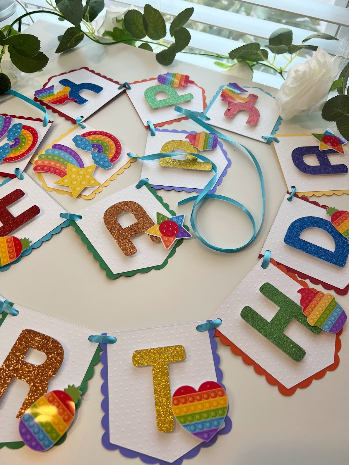 POP IT Happy Birthday Banner - bright colors