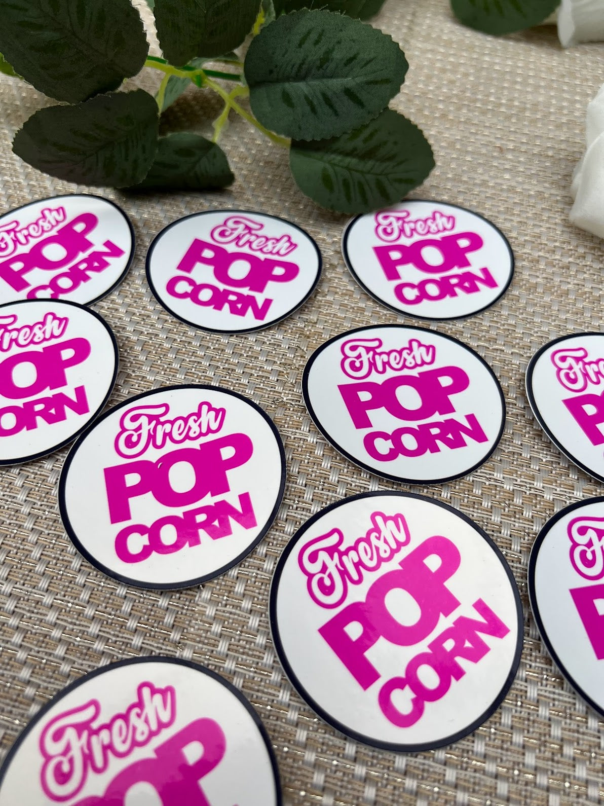 Movie night Fresh popcorn stickers - Hot pink and Black