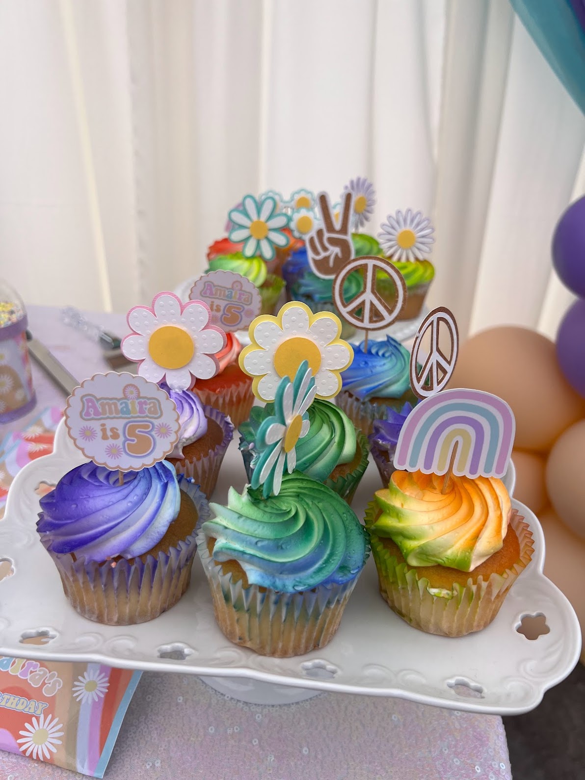 Groovy cupcake toppers