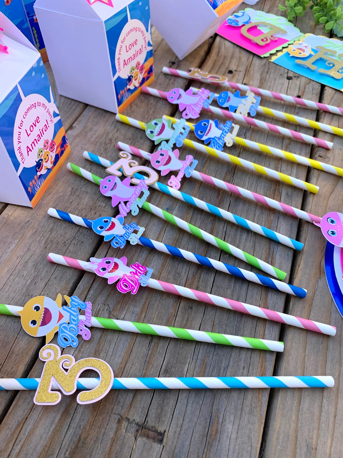 Baby Shark Party Straws