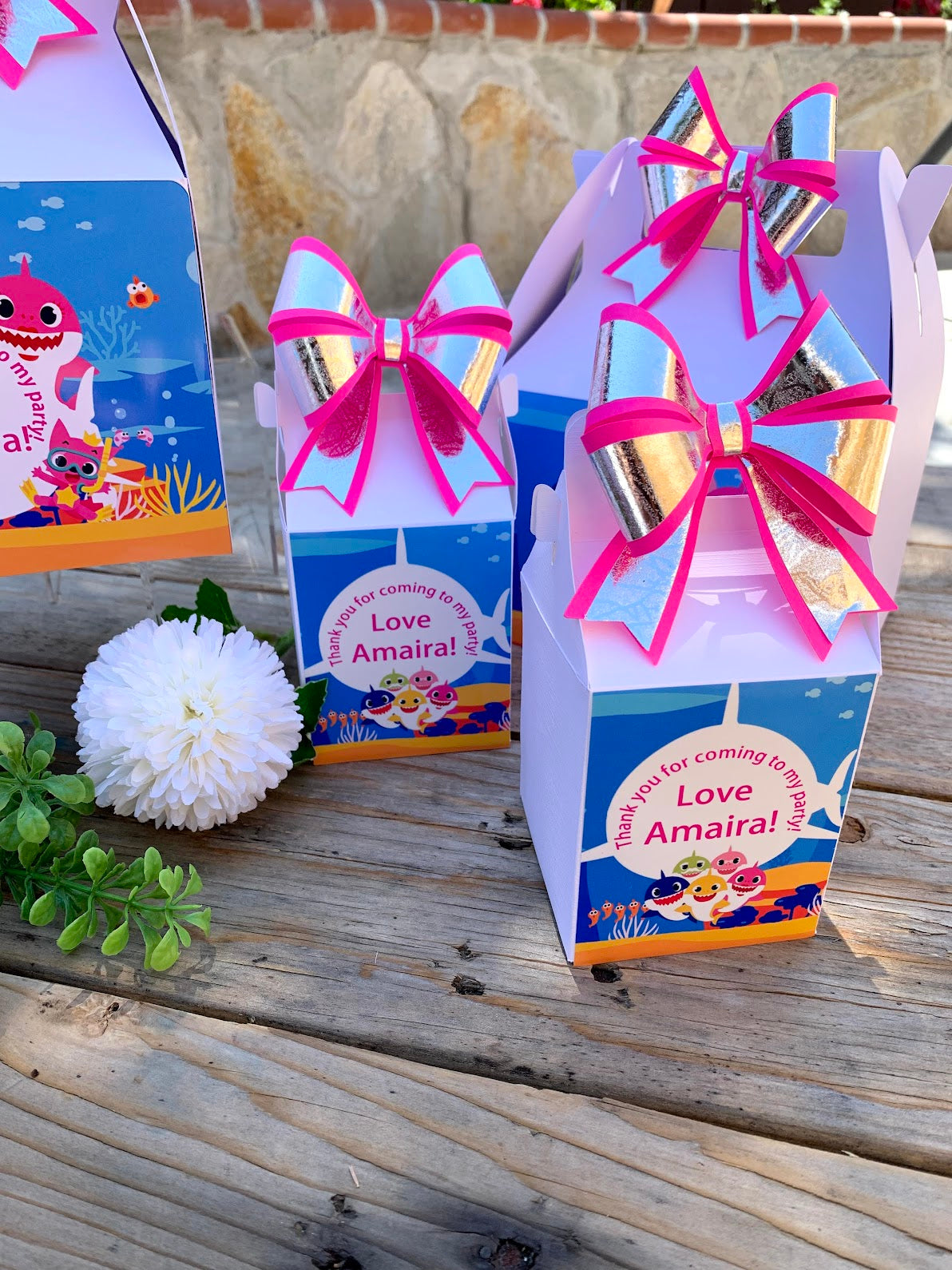 Baby shark favor boxes