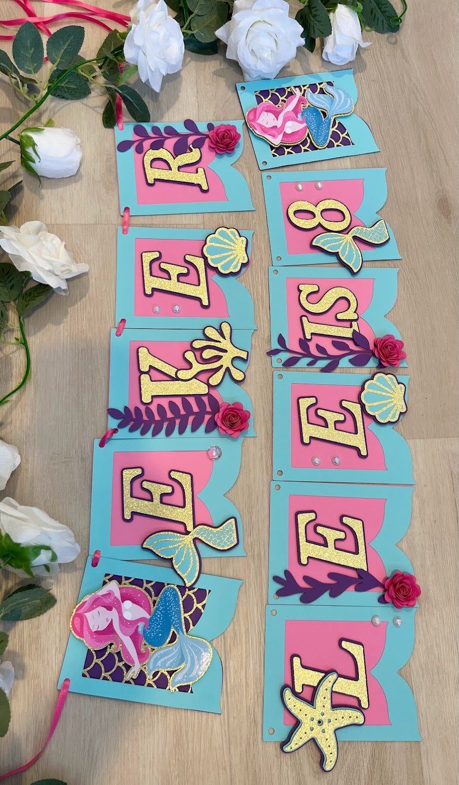 Mermaid birthday Banner, Pastel birthday Banner