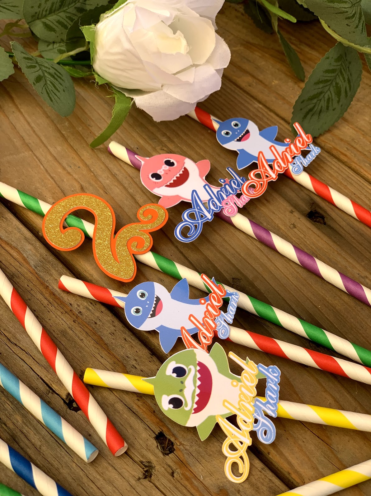 Baby Shark Party Straws