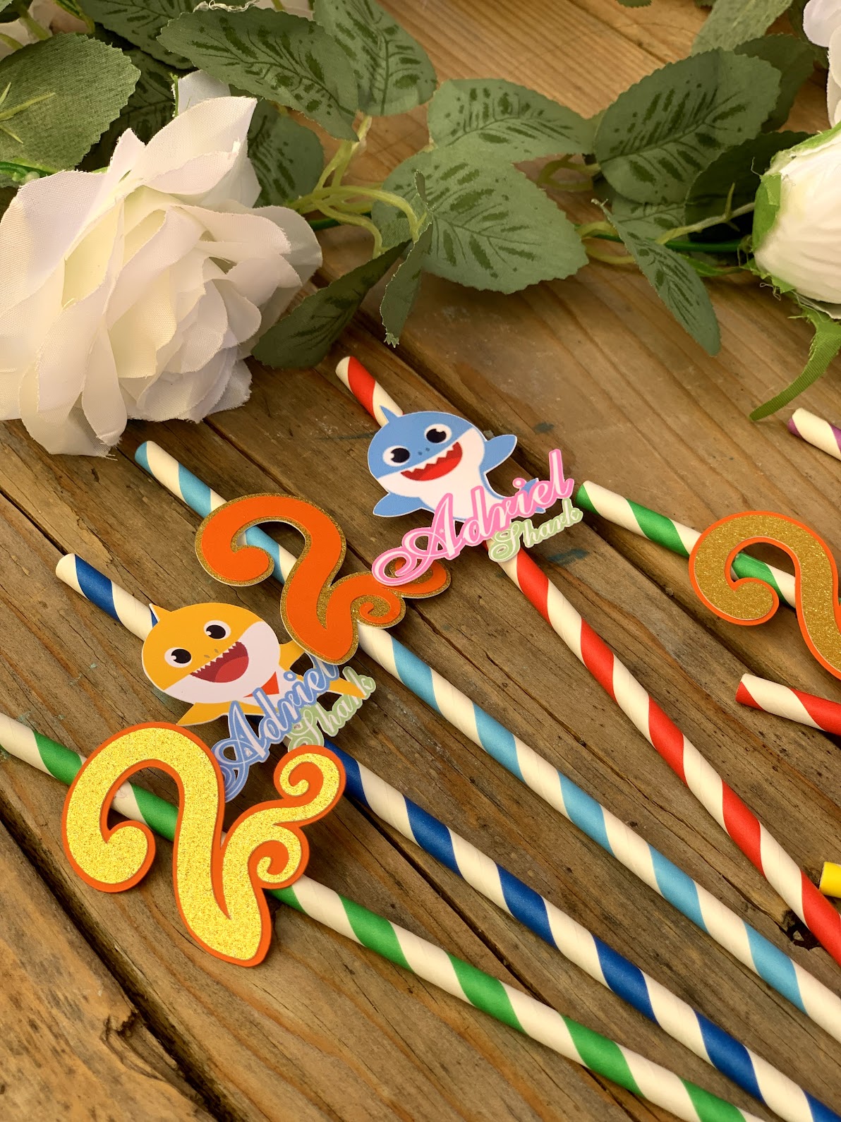 Baby Shark Party Straws